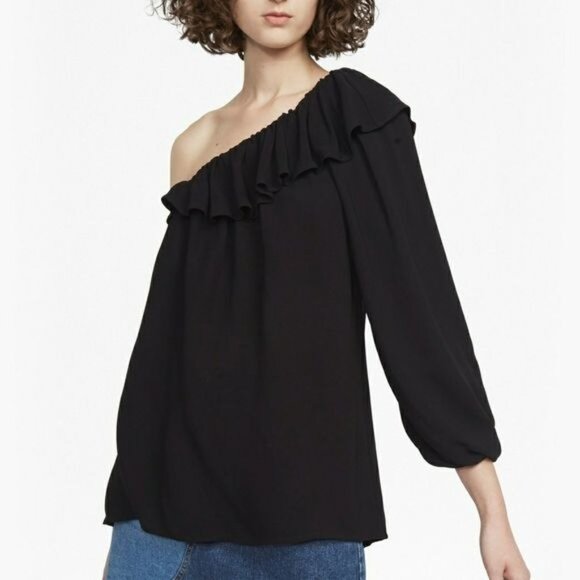 French Connection FT evening dew one shoulder long sleeve top, size 2 - Picture 8 of 9